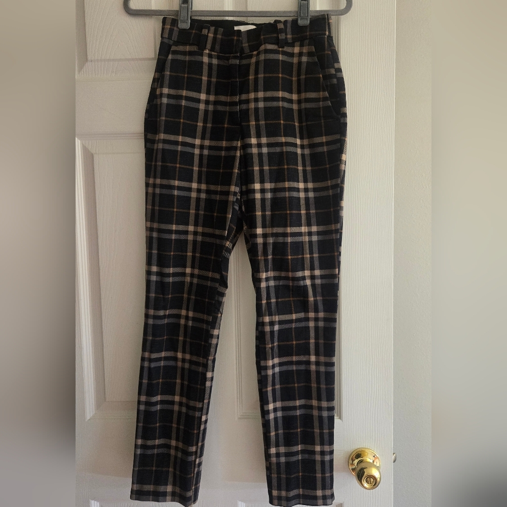 H&M Plaid Ankle Dress Pants - Black and Tan